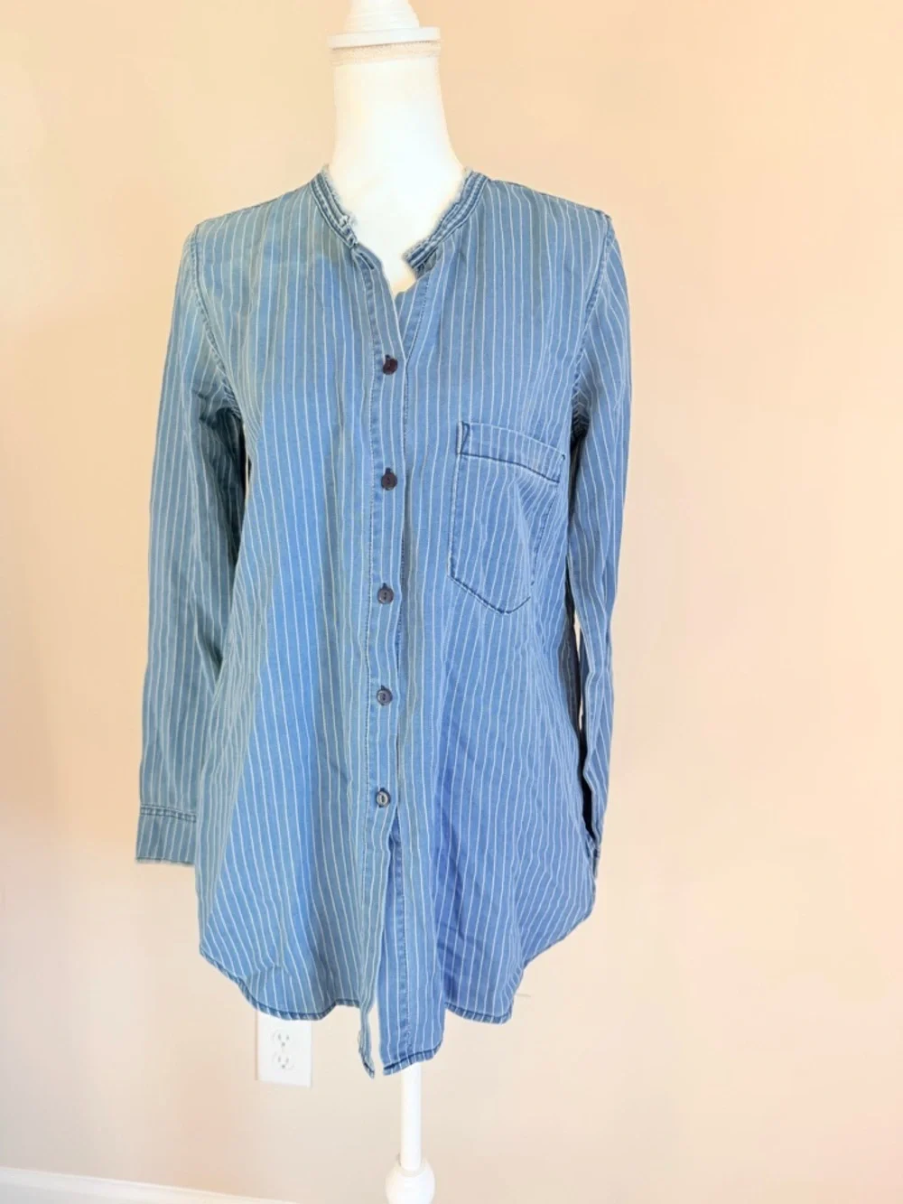 Sandrine Rose Free people striped denim jacket size small oversized soft NWT